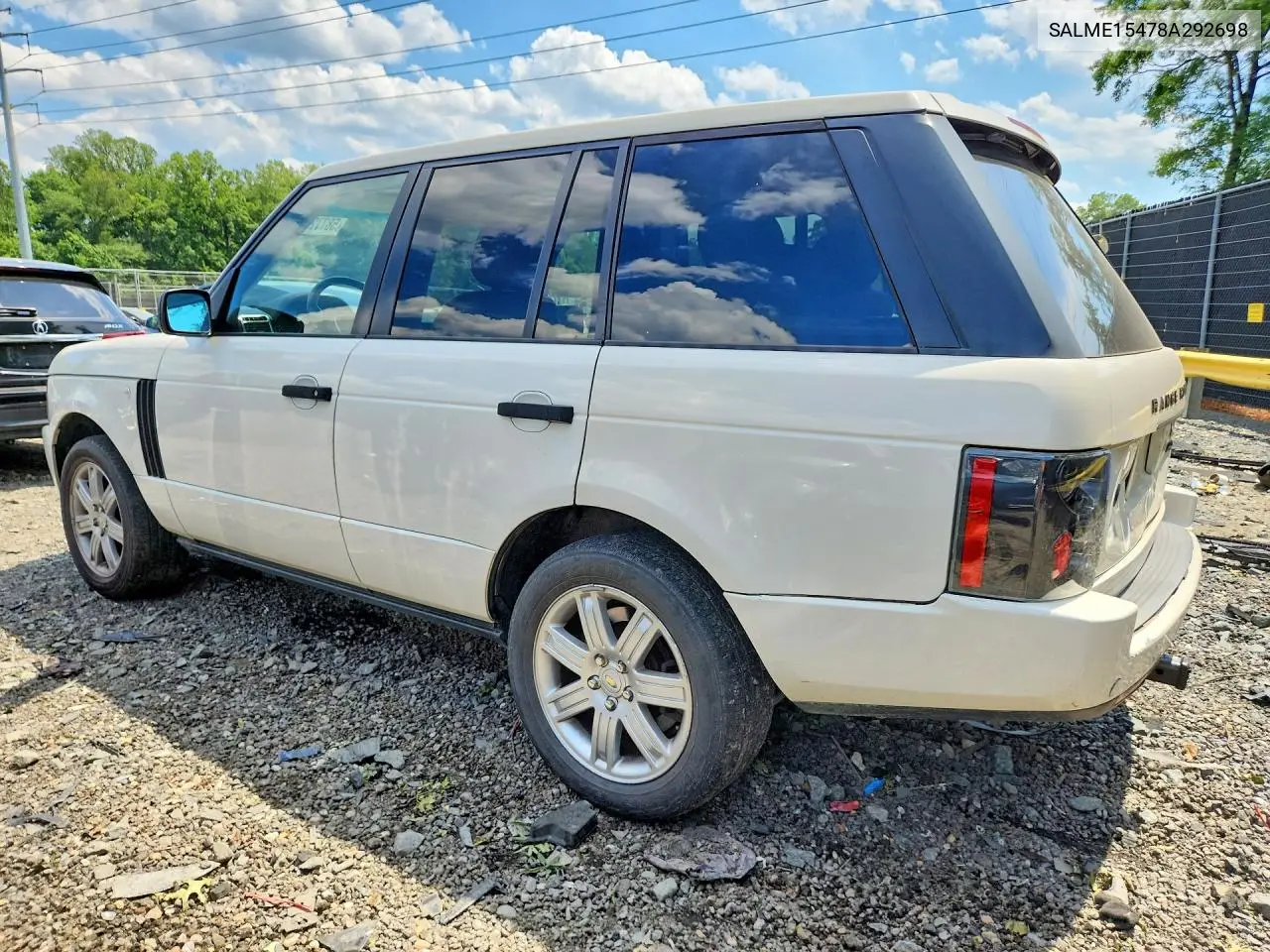 2008 Land Rover Range Rover Hse VIN: SALME15478A292698 Lot: 58772326