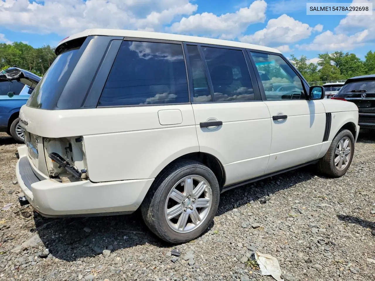 2008 Land Rover Range Rover Hse VIN: SALME15478A292698 Lot: 58772326