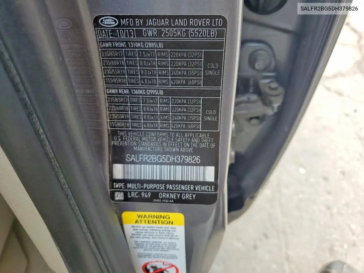 2013 Land Rover Lr2 Hse VIN: SALFR2BG5DH379826 Lot: 56792366