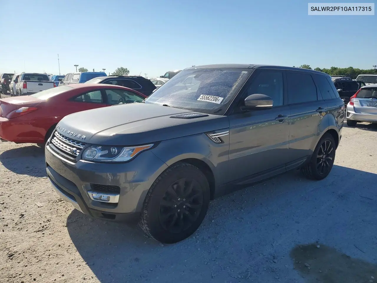2016 Land Rover Range Rover Sport Hse VIN: SALWR2PF1GA117315 Lot: 55562206