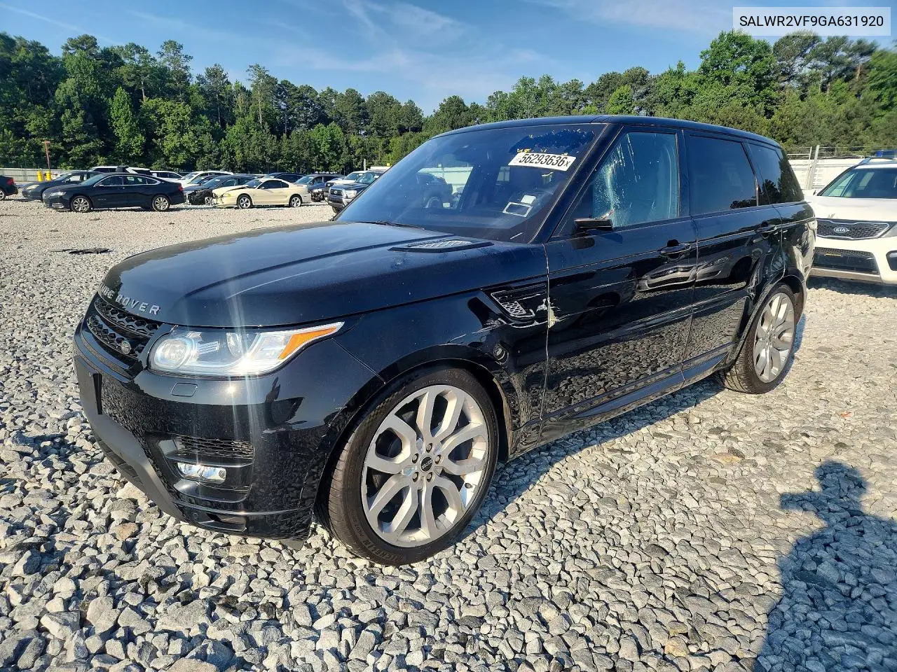 2016 Land Rover Range Rover Sport Hse VIN: SALWR2VF9GA631920 Lot: 56293636