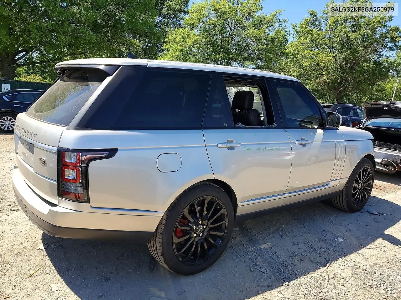 2016 Land Rover Range Rover Hse VIN: SALGS2KF3GA250979 Lot: 57208116