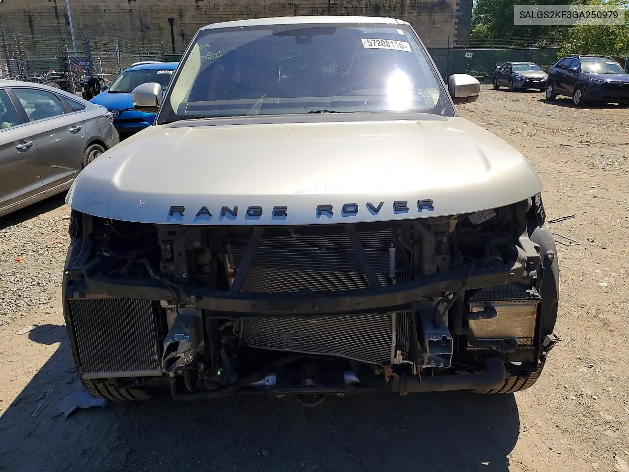 2016 Land Rover Range Rover Hse VIN: SALGS2KF3GA250979 Lot: 57208116