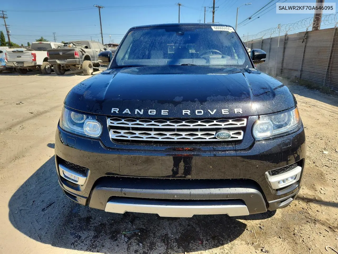 2016 Land Rover Range Rover Sport Hse VIN: SALWR2KF7GA646095 Lot: 60000406