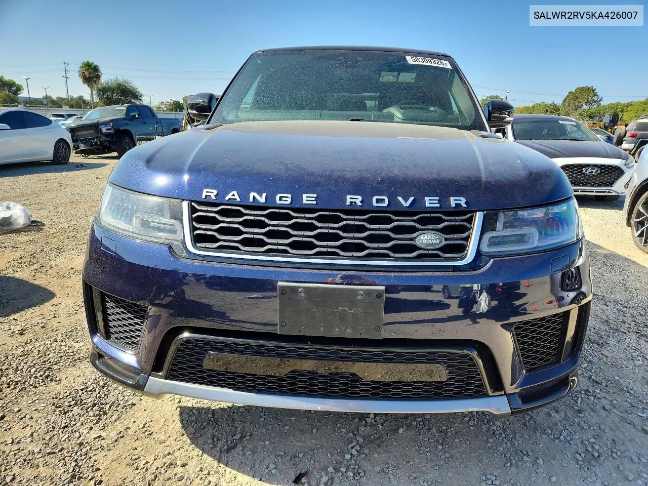 2019 Land Rover Range Rover Sport Hse VIN: SALWR2RV5KA426007 Lot: 58309326