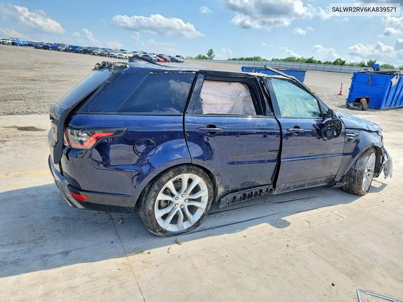 2019 Land Rover Range Rover Sport Hse VIN: SALWR2RV6KA839571 Lot: 58961036