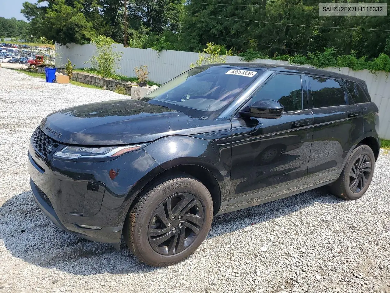 2020 Land Rover Range Rover Evoque S VIN: SALZJ2FX7LH116332 Lot: 58954836