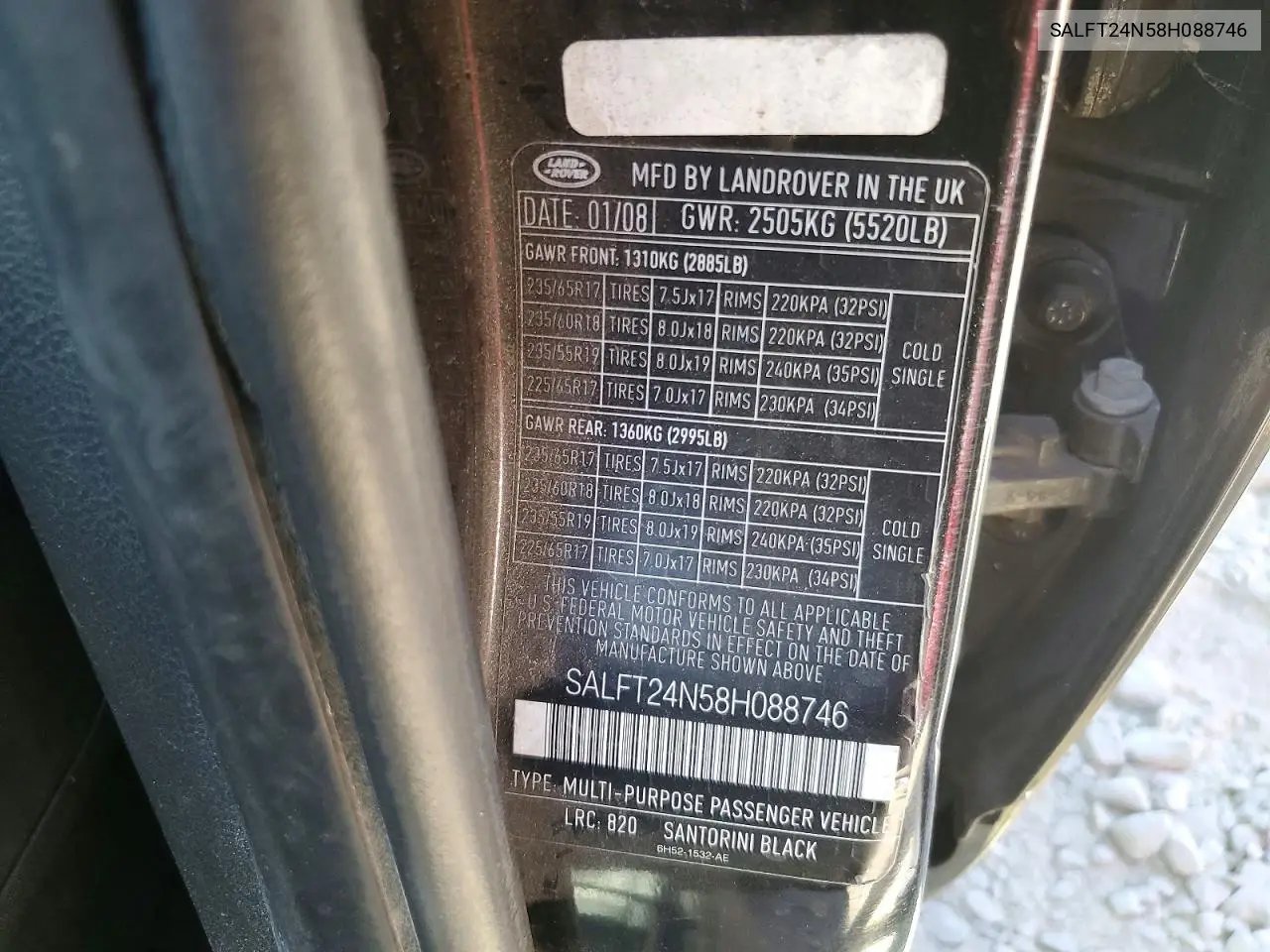 2008 Land Rover Lr2 Hse Technology VIN: SALFT24N58H088746 Lot: 59848936