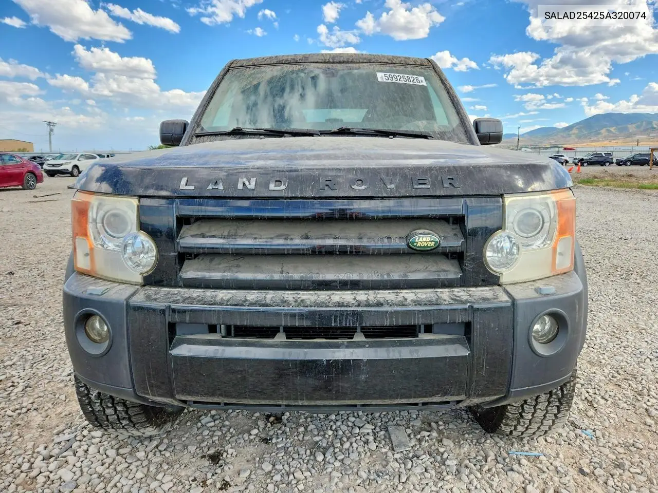 2005 Land Rover Lr3 Se VIN: SALAD25425A320074 Lot: 59925826