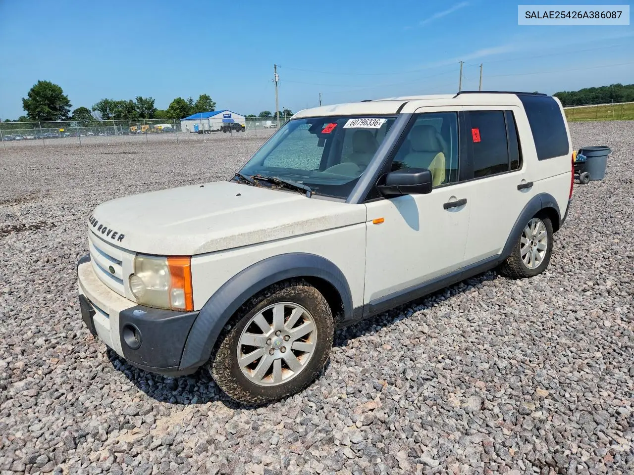 2006 Land Rover Lr3 Se VIN: SALAE25426A386087 Lot: 60796336