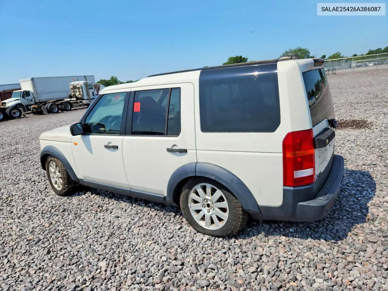 2006 Land Rover Lr3 Se VIN: SALAE25426A386087 Lot: 60796336