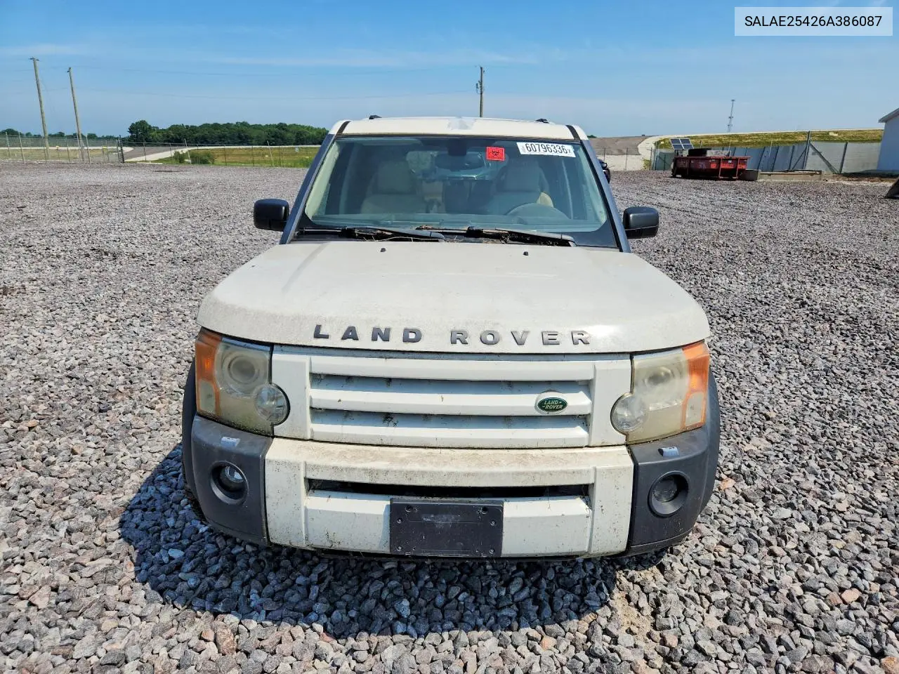 2006 Land Rover Lr3 Se VIN: SALAE25426A386087 Lot: 60796336
