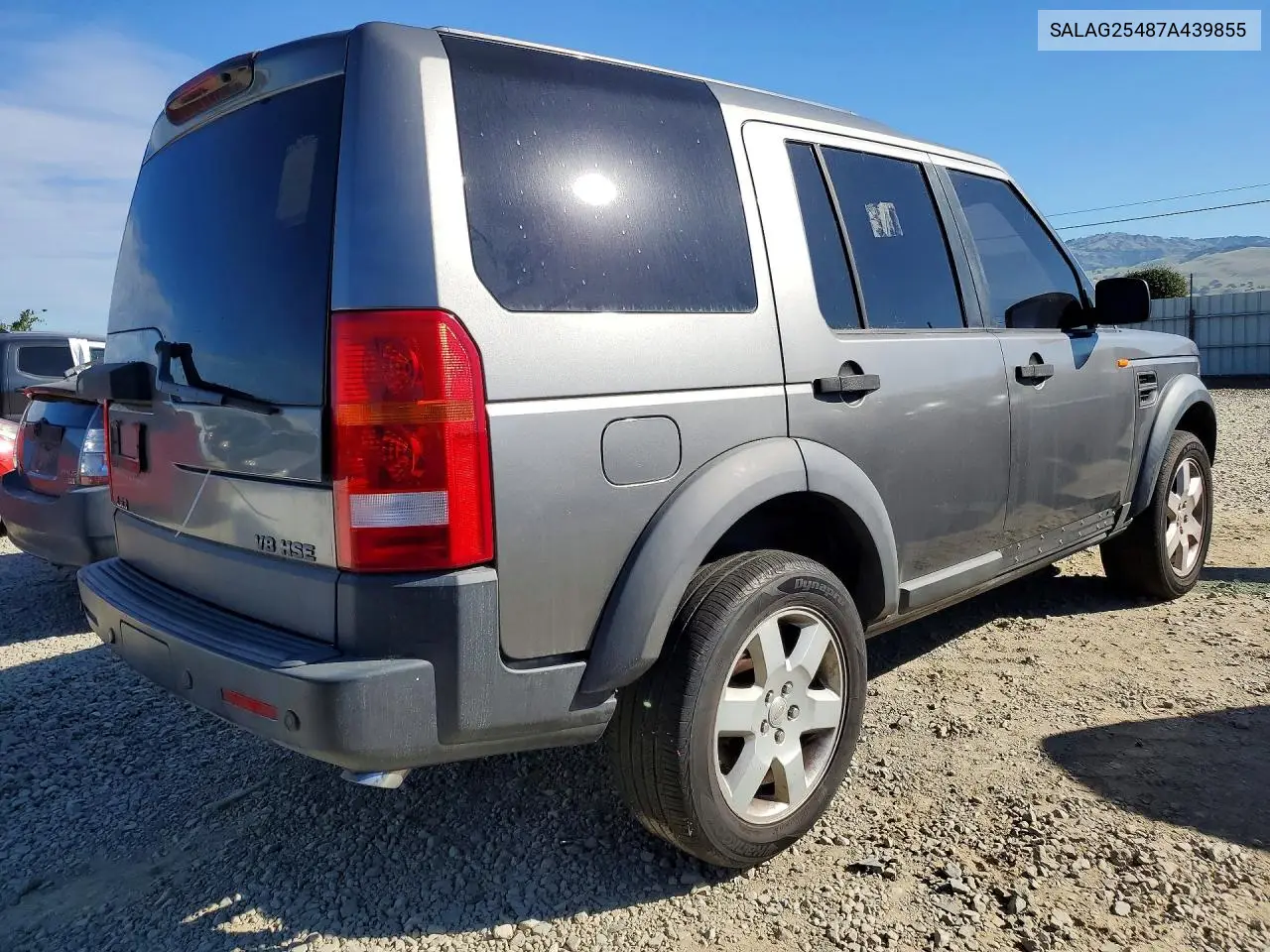 2007 Land Rover Lr3 Hse VIN: SALAG25487A439855 Lot: 49300906