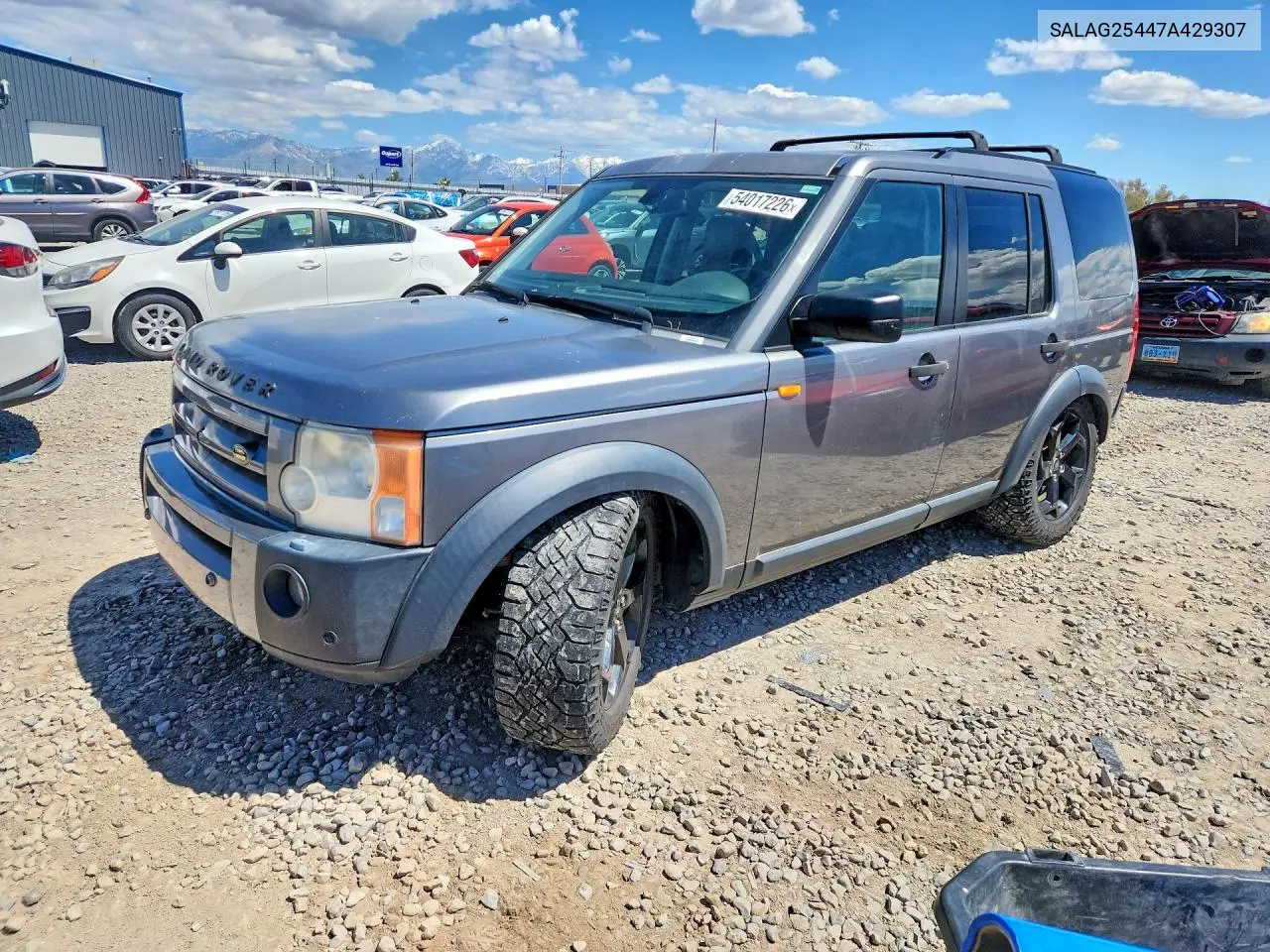 2007 Land Rover Lr3 Hse VIN: SALAG25447A429307 Lot: 54017226
