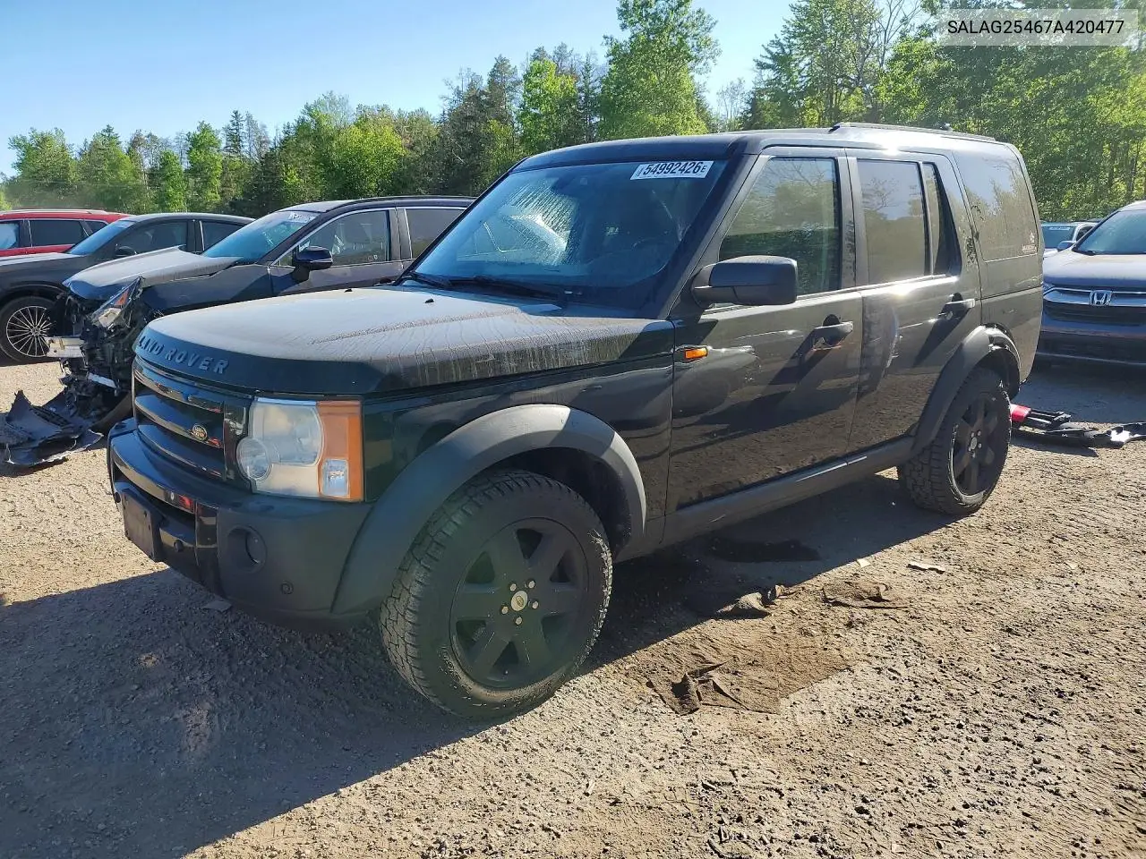 2007 Land Rover Lr3 Hse VIN: SALAG25467A420477 Lot: 54992426