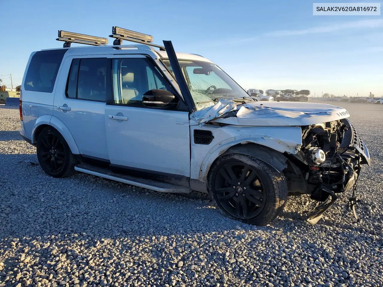 2016 Land Rover Lr4 Hse Luxury VIN: SALAK2V62GA816972 Lot: 76278215