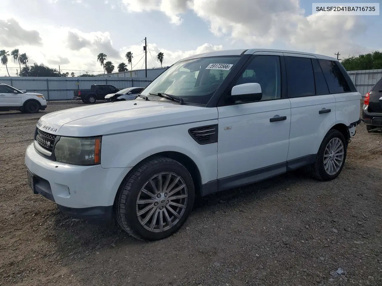 2011 Land Rover Range Rover Sport Hse VIN: SALSF2D41BA716735 Lot: 59173566