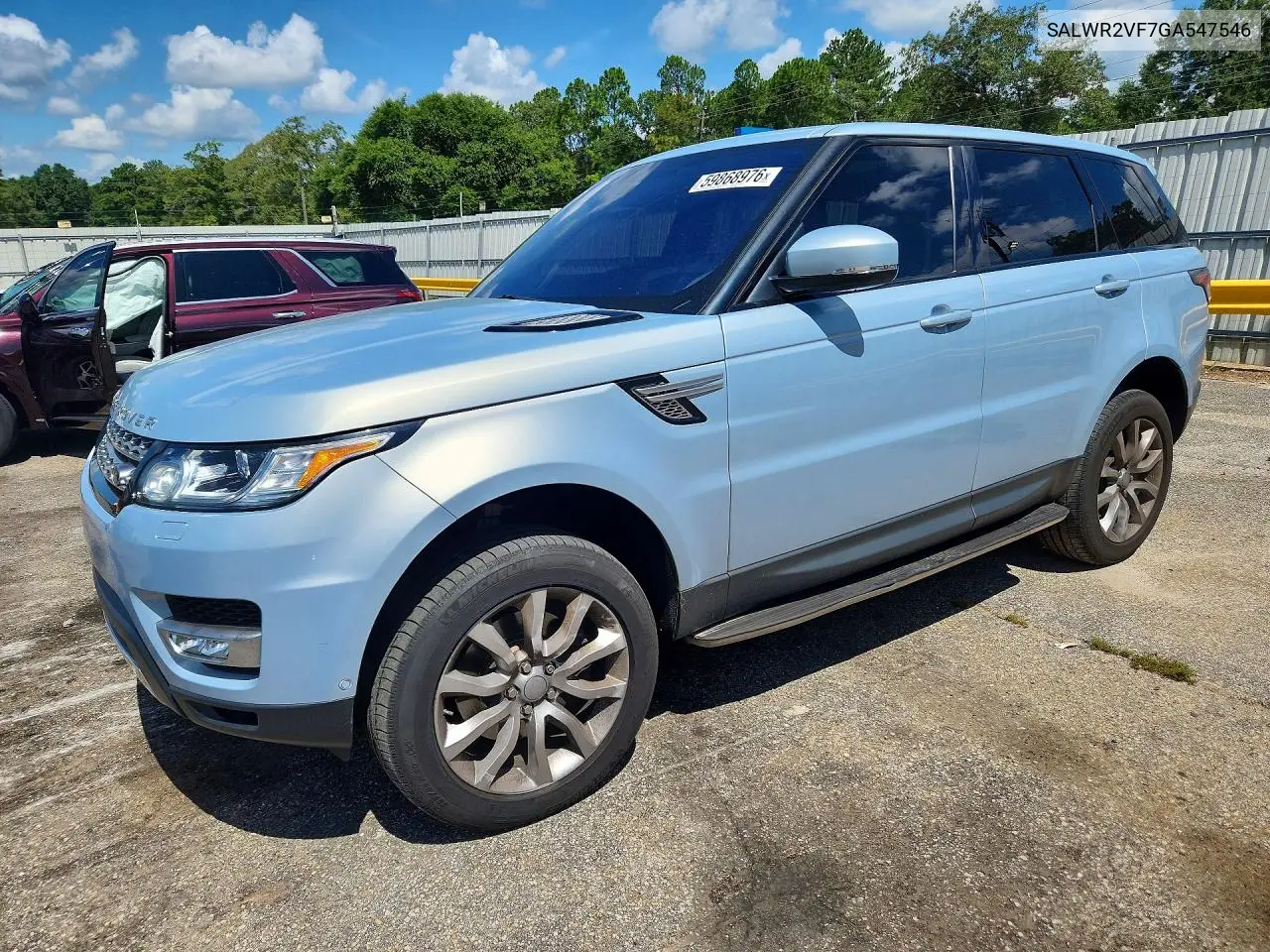 2016 Land Rover Range Rover Sport Hse VIN: SALWR2VF7GA547546 Lot: 59868976