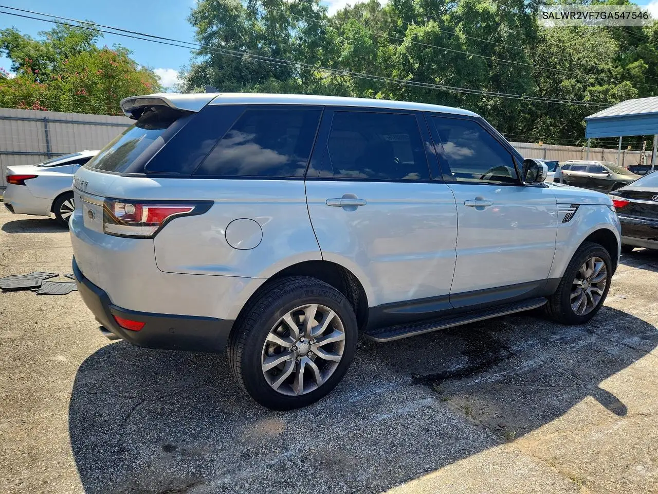 2016 Land Rover Range Rover Sport Hse VIN: SALWR2VF7GA547546 Lot: 59868976