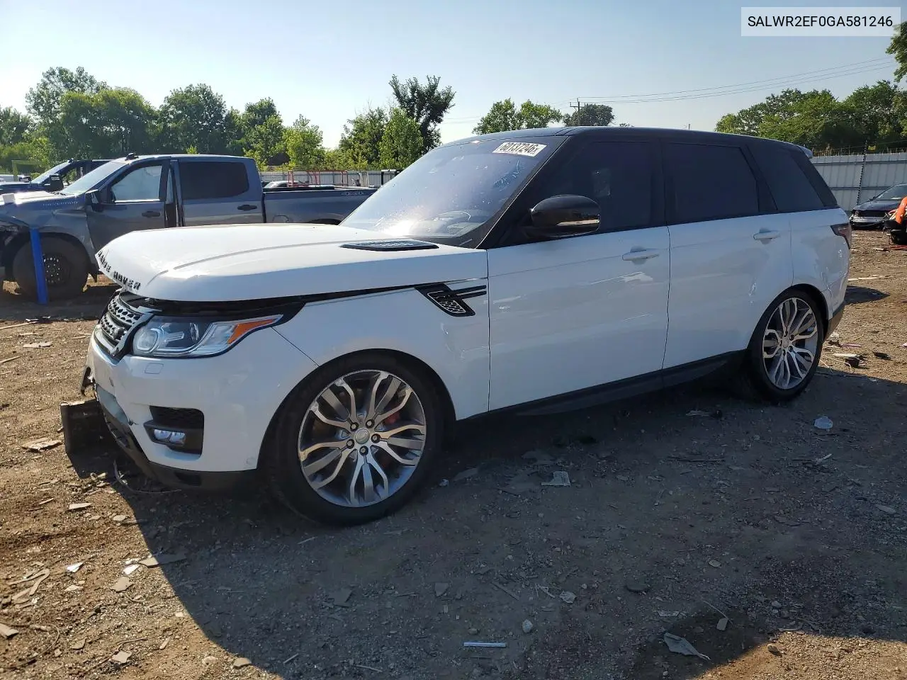 2016 Land Rover Range Rover Sport Sc VIN: SALWR2EF0GA581246 Lot: 60137246