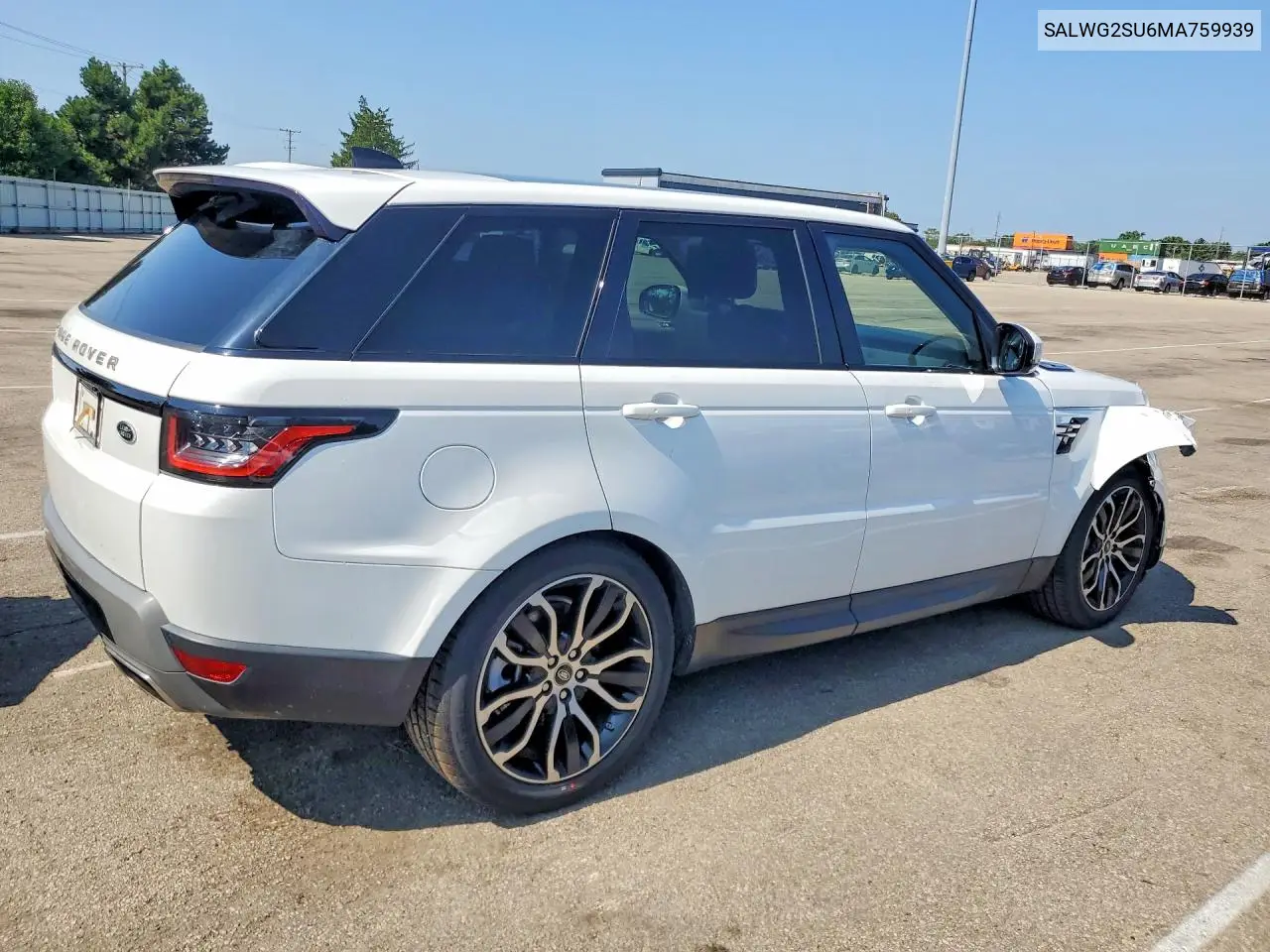 2021 Land Rover Range Rover Sport Se VIN: SALWG2SU6MA759939 Lot: 58969786