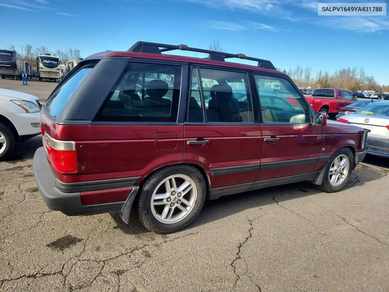 2000 Land Rover Range Rov VIN: SALPV1649YA431788 Lot: 79254305