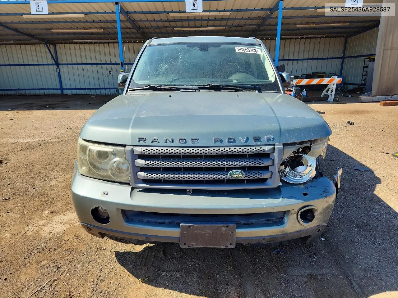 2006 Land Rover Range Rover Sport Hse VIN: SALSF25436A928587 Lot: 60553306