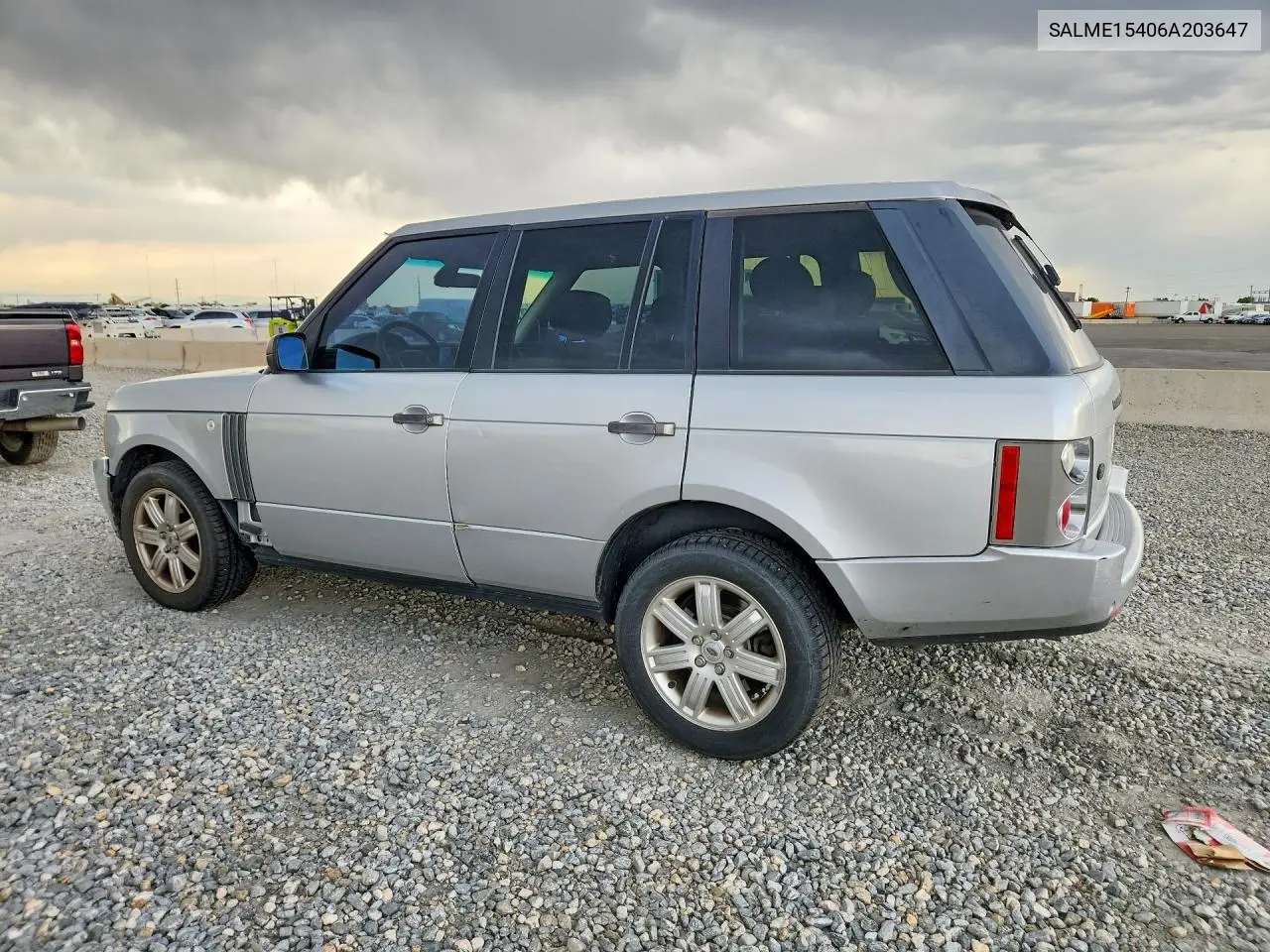 2006 Land Rover Range Rover Hse VIN: SALME15406A203647 Lot: 85620595