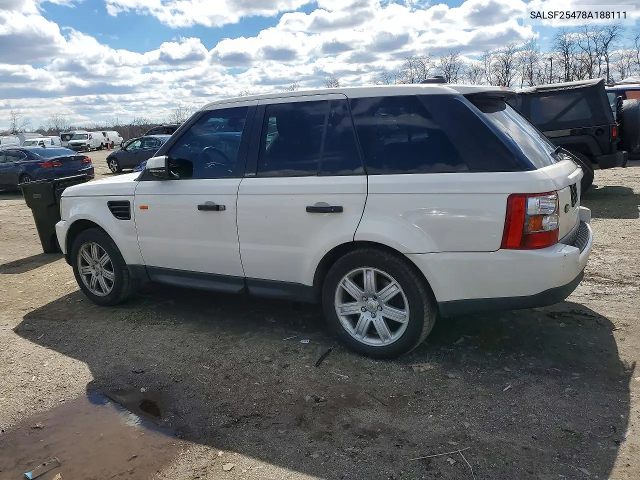 2008 Land Rover Range Rover Sport Hse VIN: SALSF25478A188111 Lot: 46396336