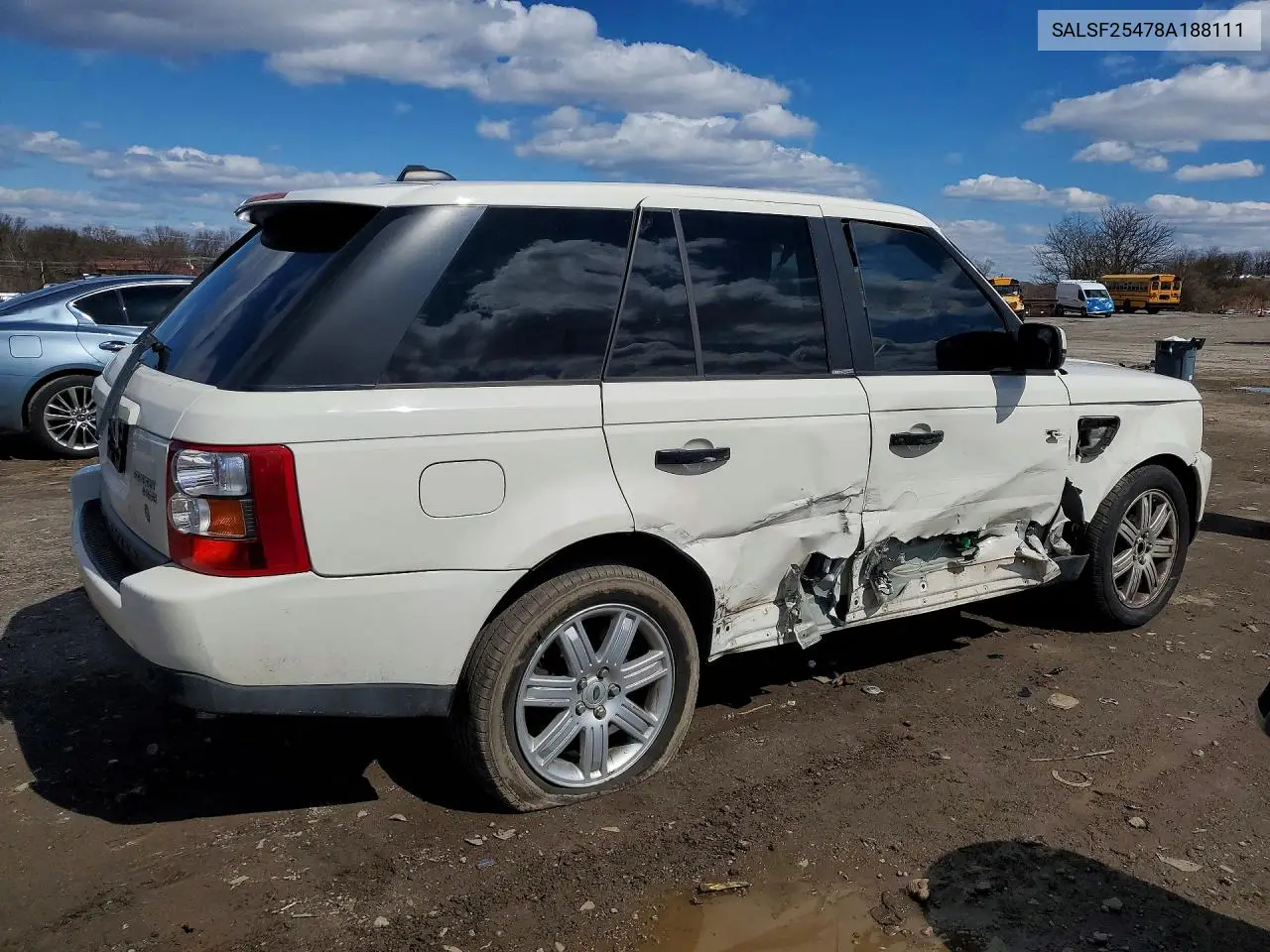 2008 Land Rover Range Rover Sport Hse VIN: SALSF25478A188111 Lot: 46396336