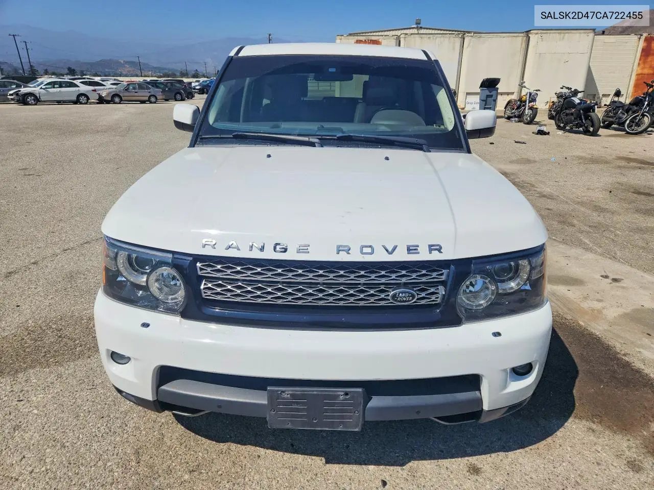 2012 Land Rover Range Rover Sport Hse Luxury VIN: SALSK2D47CA722455 Lot: 58310236