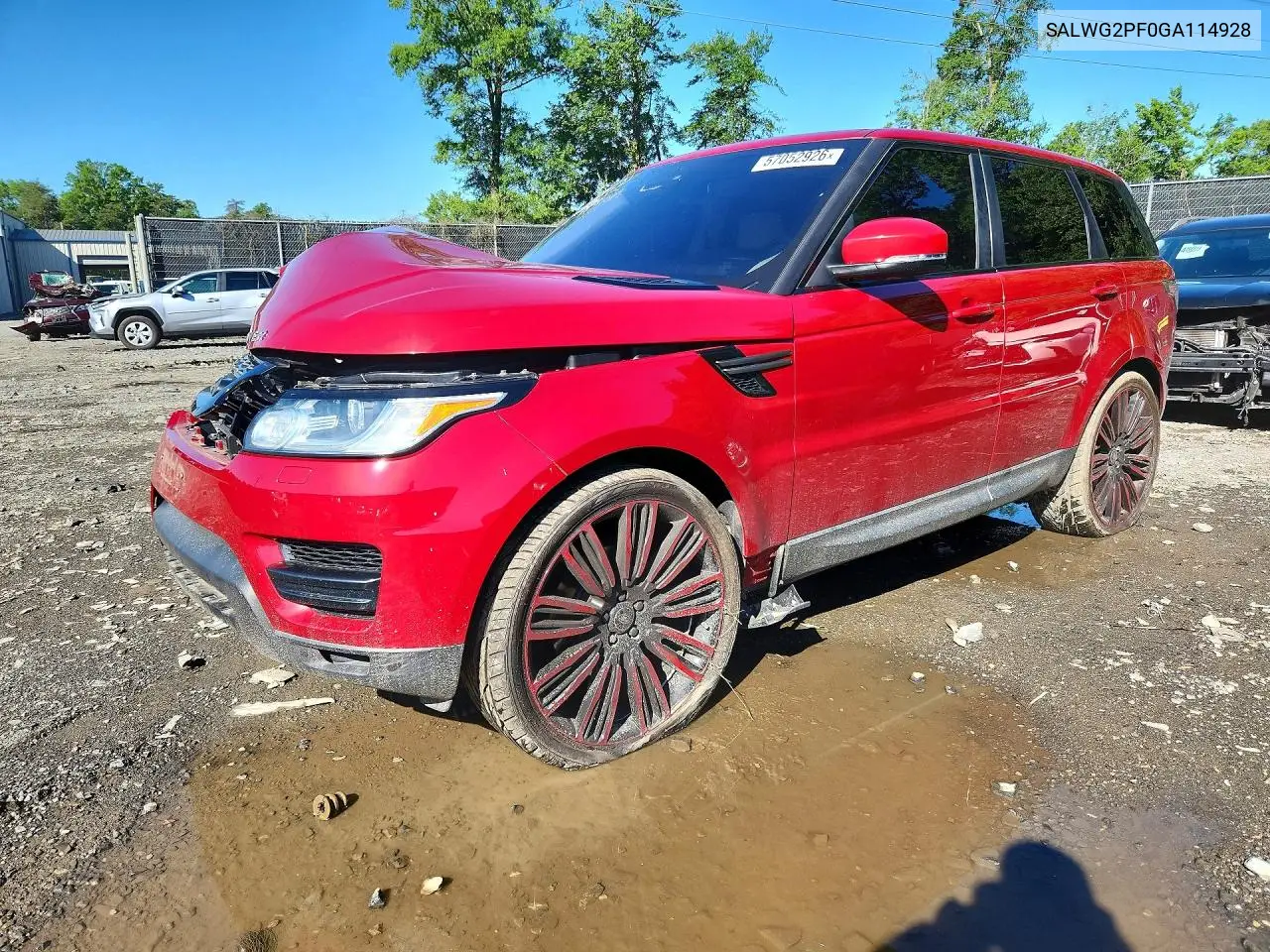 2016 Land Rover Range Rover Sport Se VIN: SALWG2PF0GA114928 Lot: 57052926
