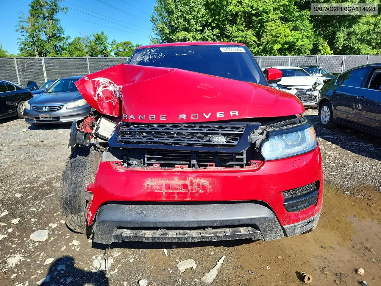 2016 Land Rover Range Rover Sport Se VIN: SALWG2PF0GA114928 Lot: 57052926