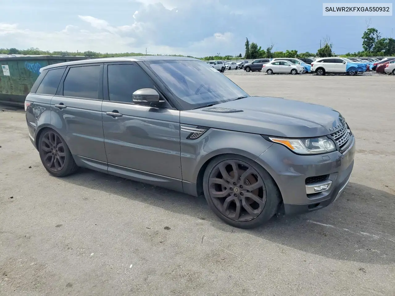 2016 Land Rover Range Rover Sport Hse VIN: SALWR2KFXGA550932 Lot: 58182986
