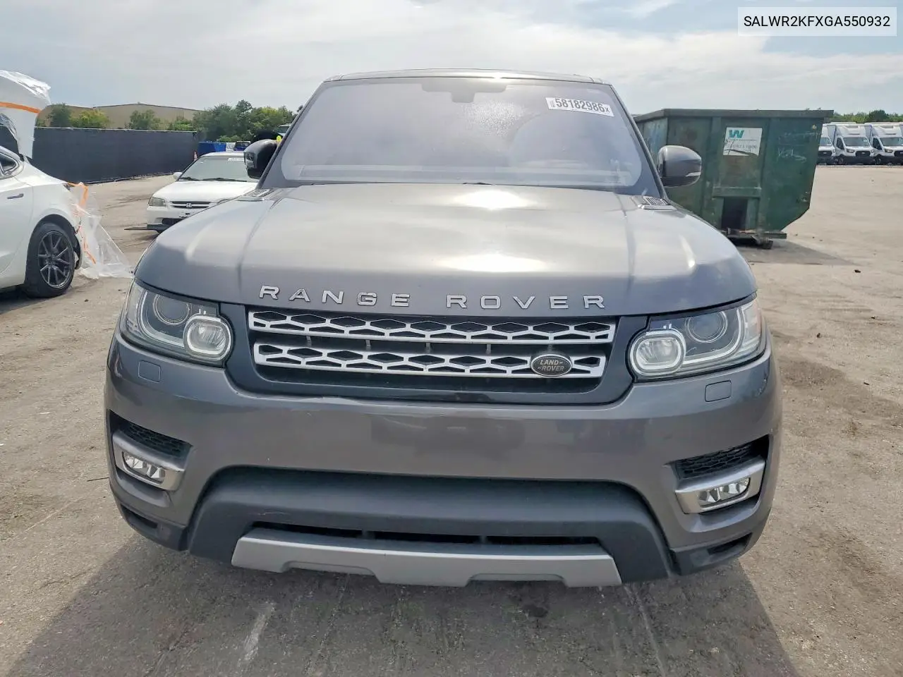 2016 Land Rover Range Rover Sport Hse VIN: SALWR2KFXGA550932 Lot: 58182986