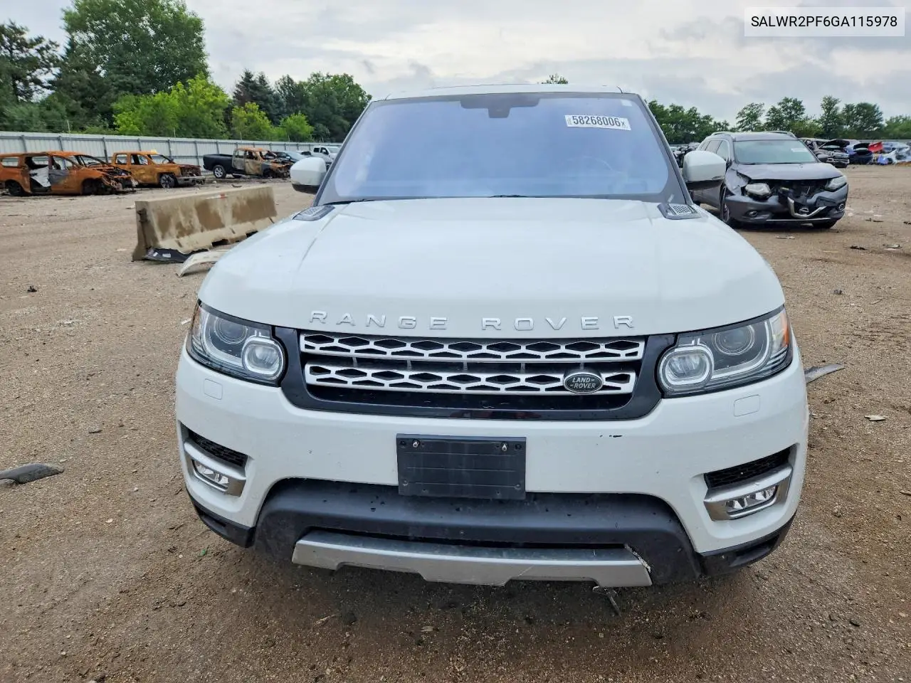 2016 Land Rover Range Rover Sport Hse VIN: SALWR2PF6GA115978 Lot: 58268006