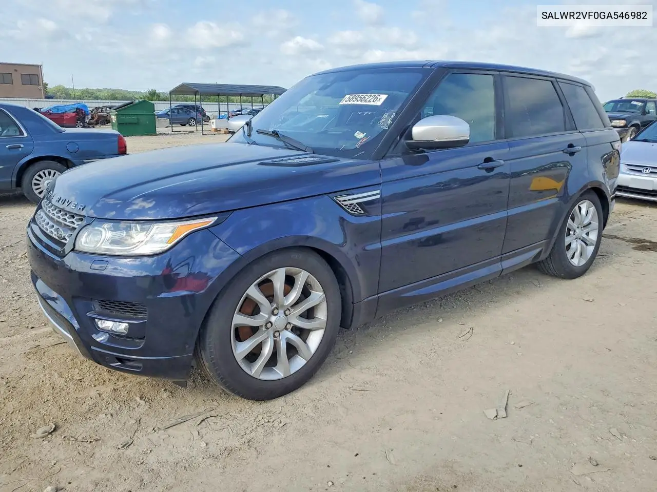 2016 Land Rover Range Rover Sport Hse VIN: SALWR2VF0GA546982 Lot: 58956226