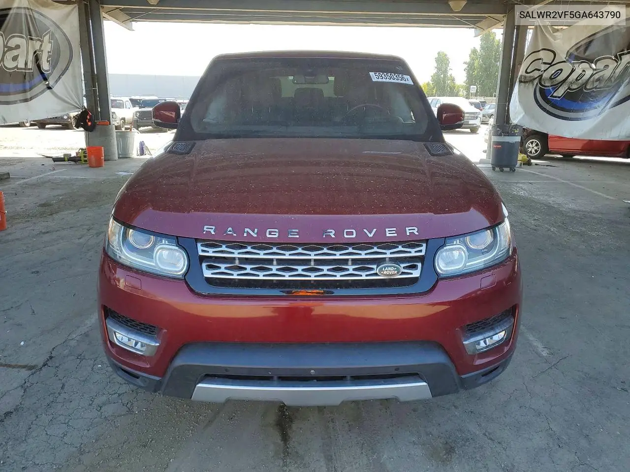 2016 Land Rover Range Rover Sport Hse VIN: SALWR2VF5GA643790 Lot: 59350356