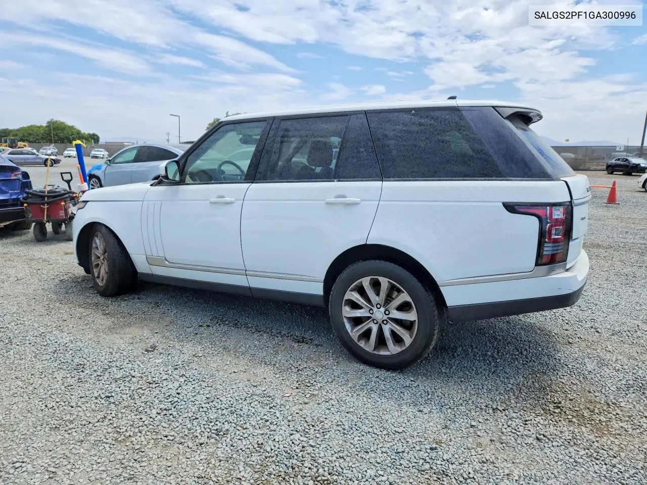 2016 Land Rover Range Rover Hse VIN: SALGS2PF1GA300996 Lot: 59390946