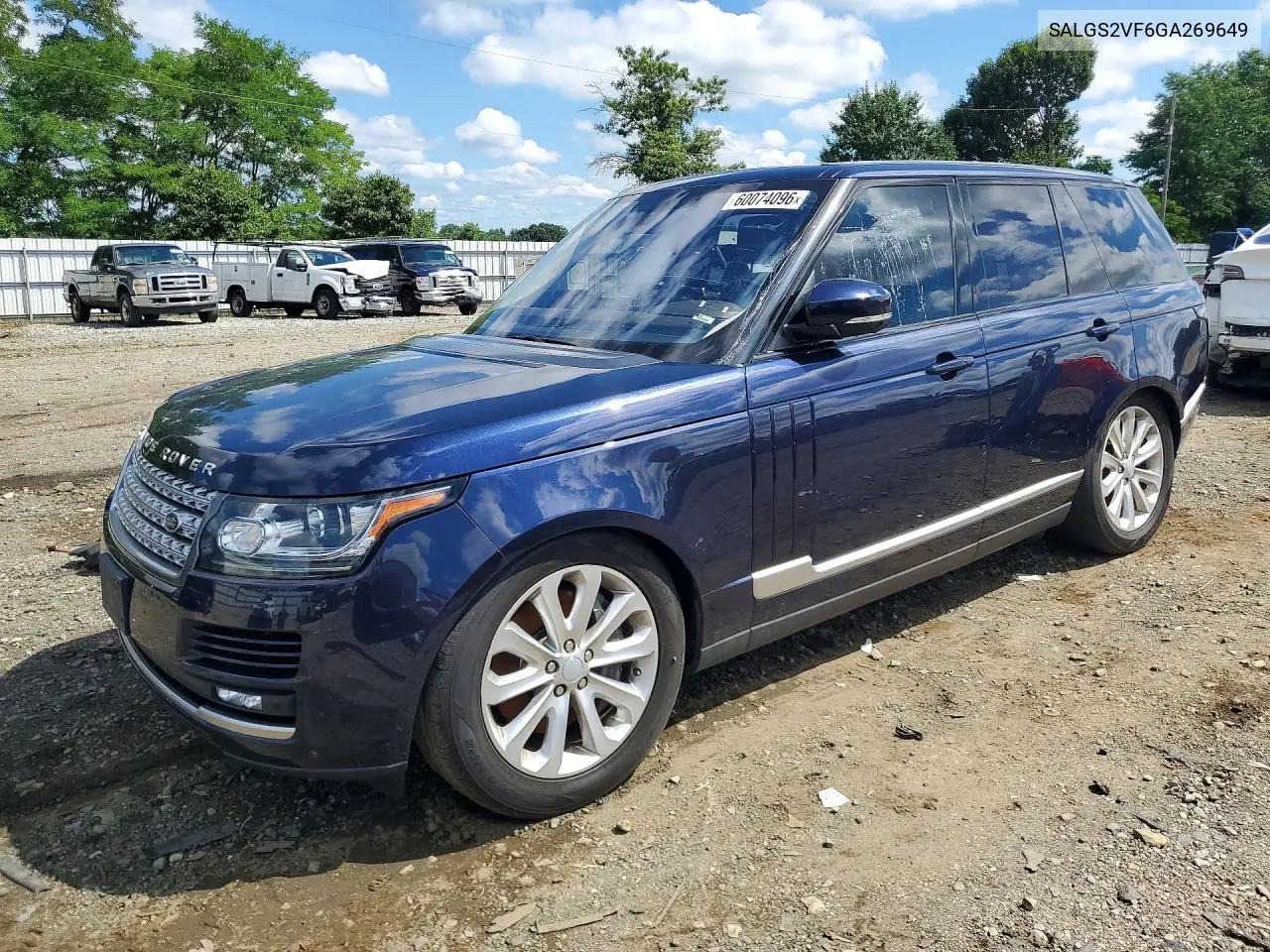 2016 Land Rover Range Rover Hse VIN: SALGS2VF6GA269649 Lot: 60074096