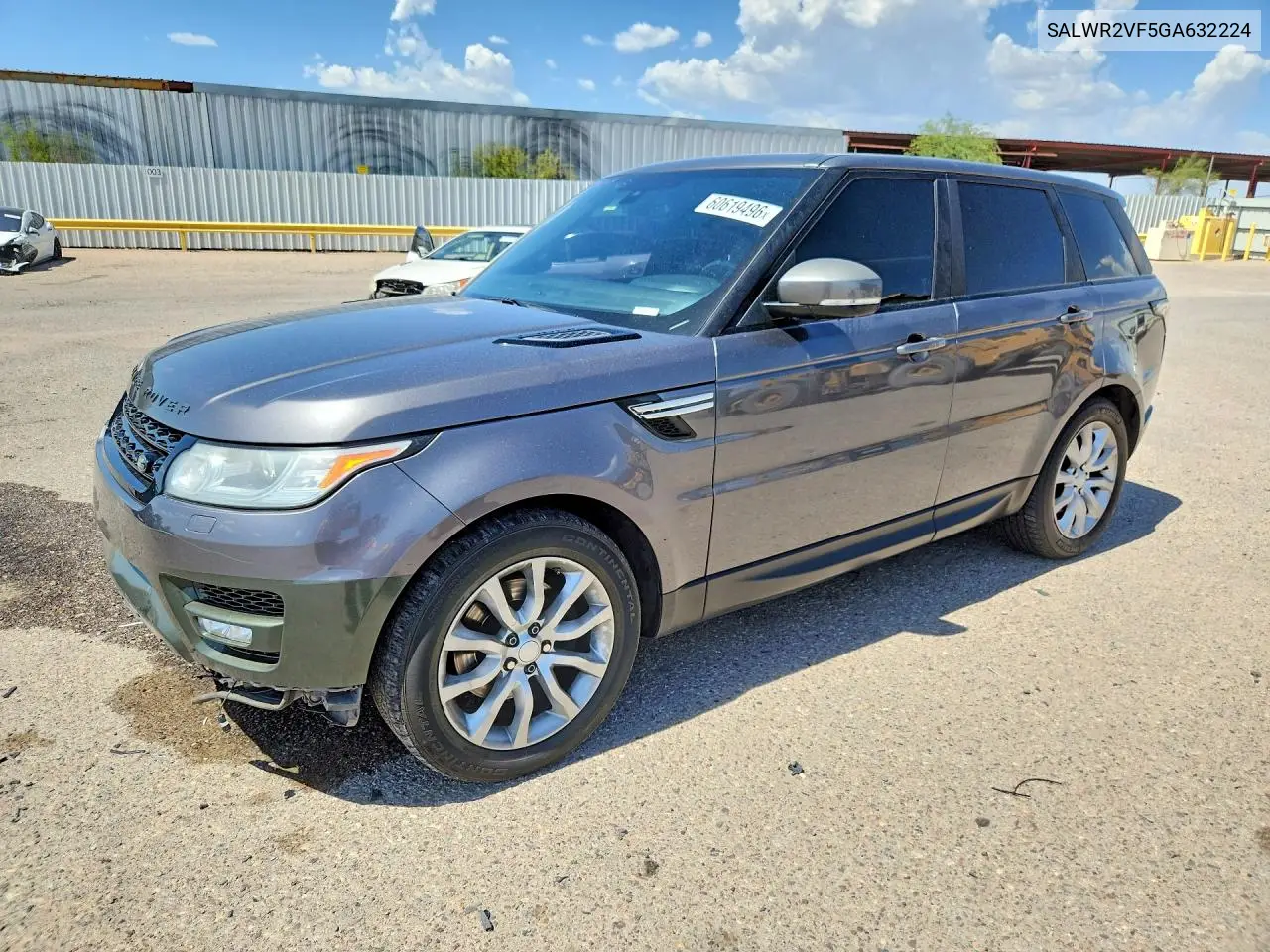 2016 Land Rover Range Rover Sport Hse VIN: SALWR2VF5GA632224 Lot: 60619496