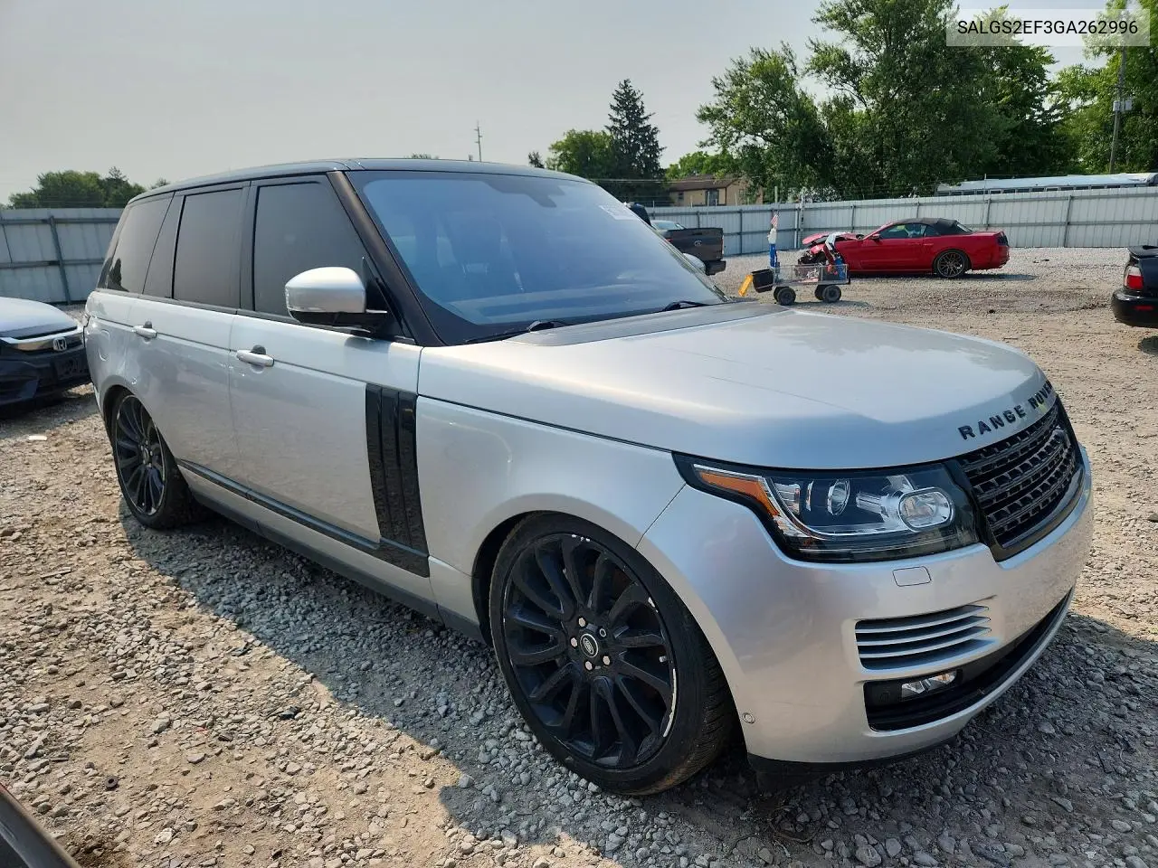2016 Land Rover Range Rover Supercharged VIN: SALGS2EF3GA262996 Lot: 60739626