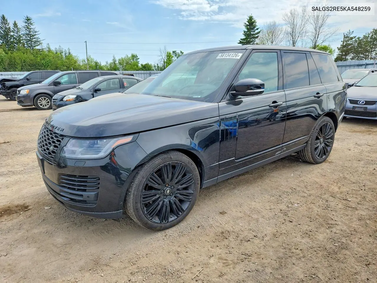 2019 Land Rover Range Rover Supercharged VIN: SALGS2RE5KA548259 Lot: 56134126