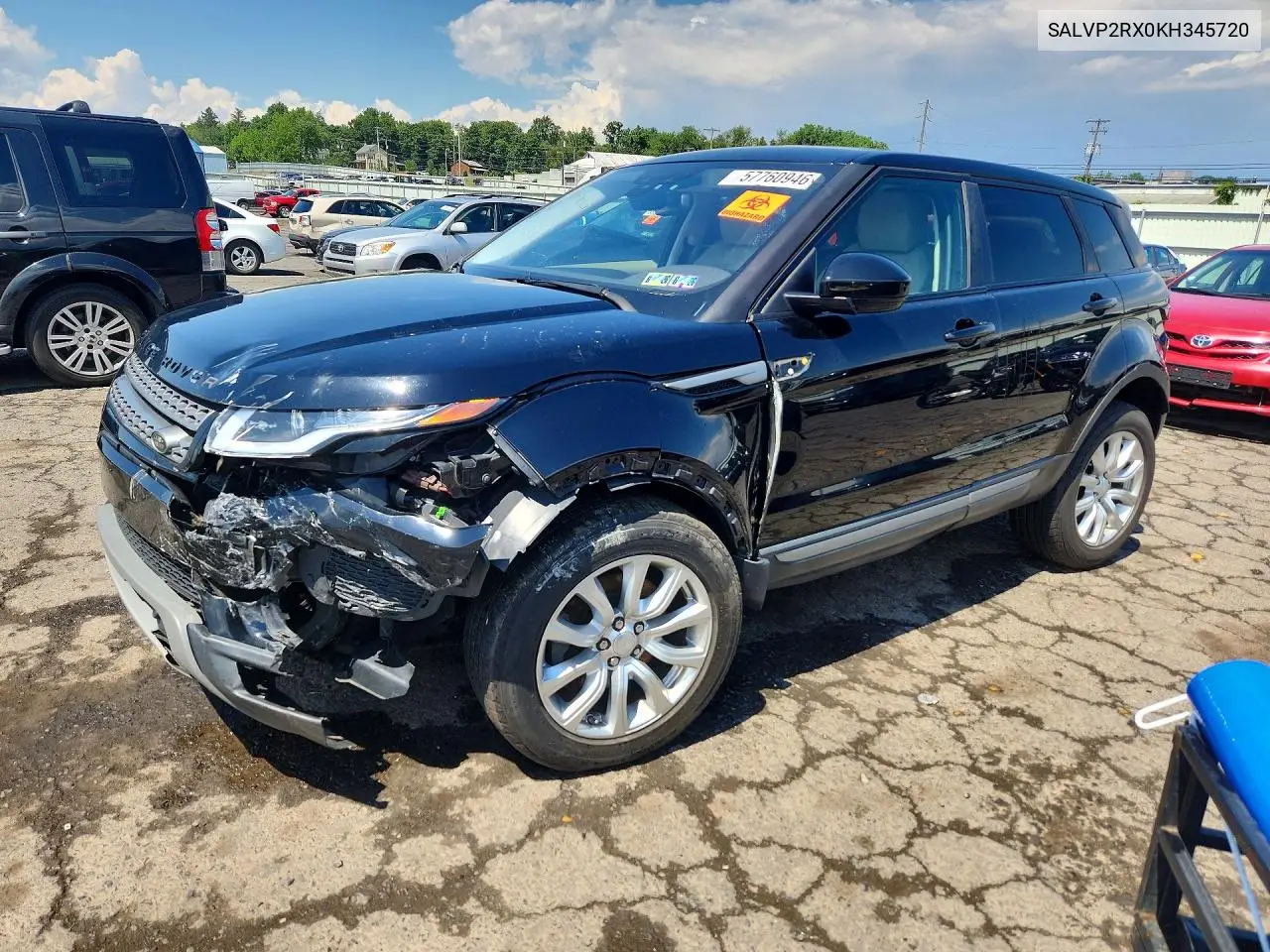 2019 Land Rover Range Rover Evoque Se VIN: SALVP2RX0KH345720 Lot: 57760946