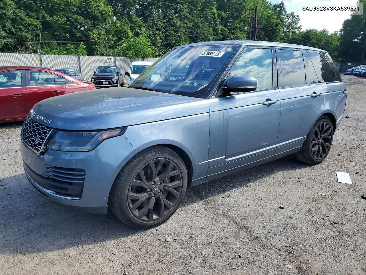 2019 Land Rover Range Rover Hse VIN: SALGS2SV3KA539571 Lot: 57935926