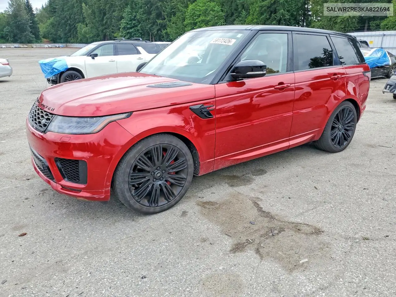 2019 Land Rover Range Rover Sport Supercharged Dynamic VIN: SALWR2RE3KA822694 Lot: 59172426