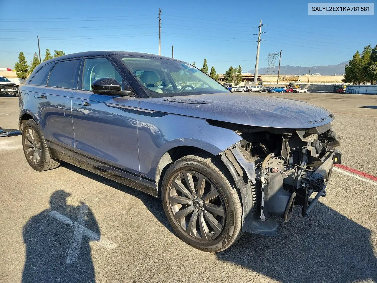 2019 Land Rover Range Rover Velar R-Dynamic Se VIN: SALYL2EX1KA781581 Lot: 60780606