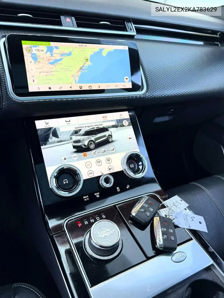 2019 Land Rover Range Rover Velar R-Dynamic Se VIN: SALYL2EX2KA783629 Lot: 60932786
