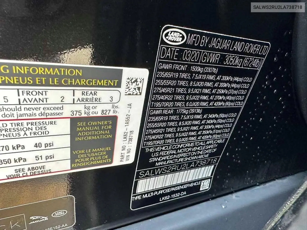 SALWS2RU2LA738718 2020 Land Rover Range Rover Sport Hst