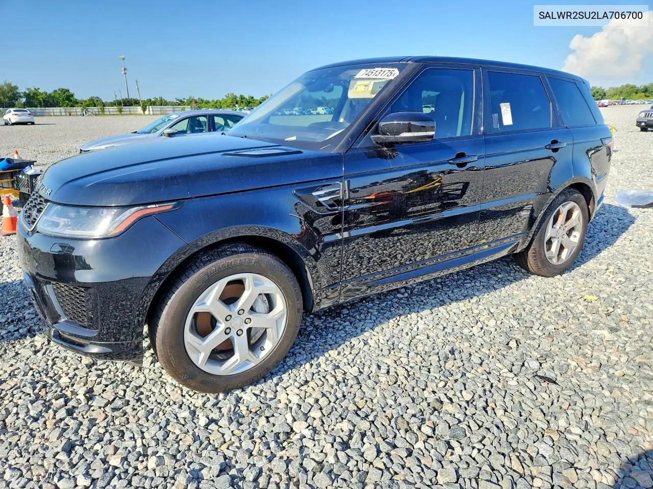 2020 Land Rover Range Rover Sport Hse VIN: SALWR2SU2LA706700 Lot: 74513175